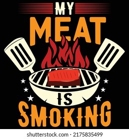 Typografie Vektor-T-Shirt-Design, BBQ-Grill, Grill-Lebensmittel, Fleisch, Rindfleisch, Grillen