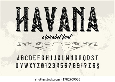 vector tipográfico, fuente vintage, alfabeto vector, letras y números, fondo blanco y gris