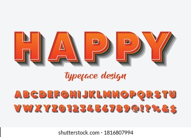 typography vector, vintage font, vector alphabet, letters and numbers, orange style