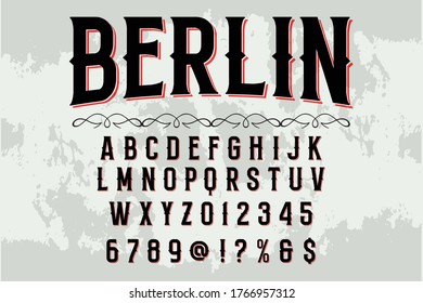 vector tipográfico, fuente vintage, letras y números, diseño alfabético, estilo blanco