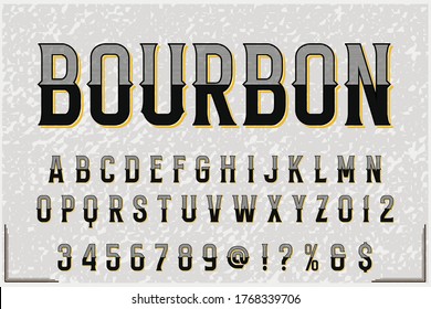 typography vector, vintage font, letters and numbers, alphabet design, white and b;ack style