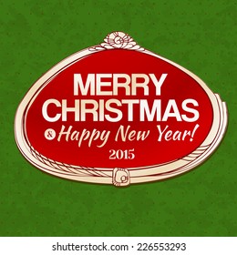 Typography vector Xmas greeting label. Merry christmas bright design with sketch elements.