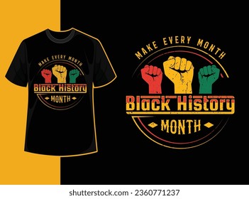 Typography vintage black history month t shirt design with black history quote and vector shape