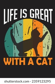 TYPOGRAPHY VINTAGE CAT T SHIRT DESIGN