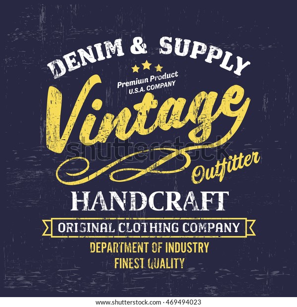 Typography Vintage Denim Brand Logo Print Stock Vector (Royalty Free ...