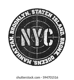 Typography vintage tee print design. NYC. Vector illustration