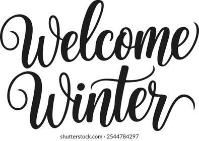 Typography Welcome Winter simple template background Vector illustration.