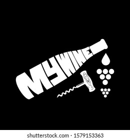 typography of wine bottle vector illustration
