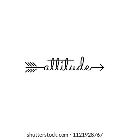 typography: word attitude starts an ends with arrow