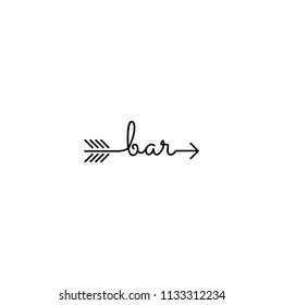 typography: word bar start and ends with arrow