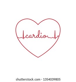 typography: word cardio as a part of cardiogram inside red heart