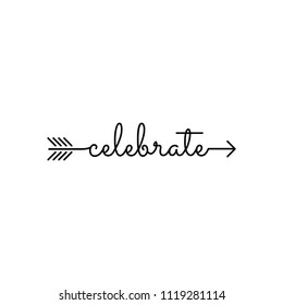 typography: word celebrate starts an ends with arrow