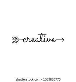 typography: word creative starts an ends with arrow
