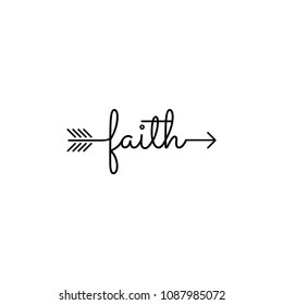 typography: word faith starts an ends with arrow
