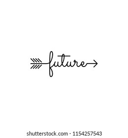 typography: word future starts an ends with arrow