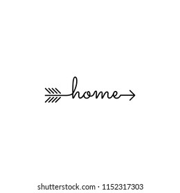 typography: word  home start and ends with arrow