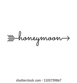 typography: word honeymoon start and ends with arrow