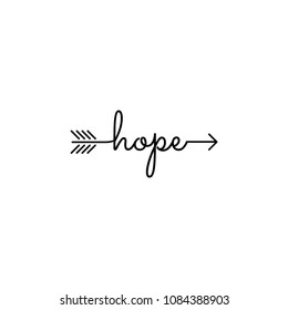 typography: word hope starts an ends with arrow