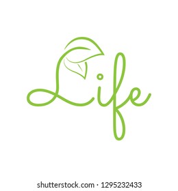 typography: word life and leaf illustration