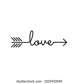 typography: word love starts an ends with arrow