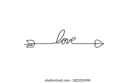 Typography word love starts an ends with arrow