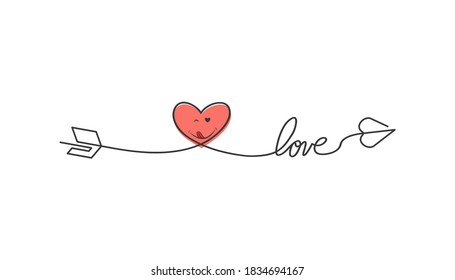 Typography word love starts an ends with arrow. Yummy icon