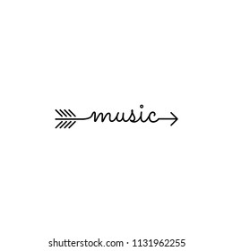 typography: word music starts an ends with arrow