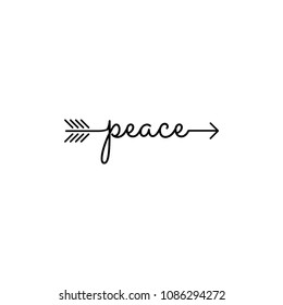 typography: word peace starts an ends with arrow