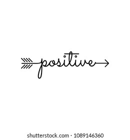 typography: word positive starts an ends with arrow