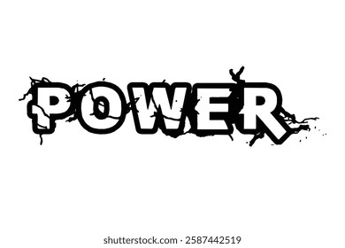Typography of the word power with bold letters vector illustration.