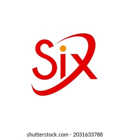 Tipografía de la palabra seis con diseño único en la letra X.