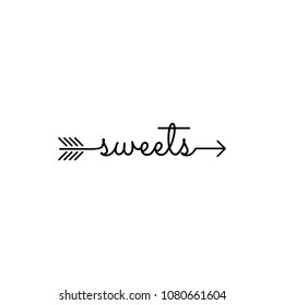 typography: word sweets starts an ends with arrow