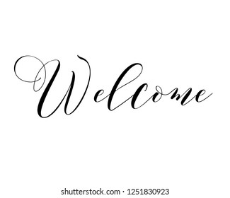 Typography word text art design vector graphic for welcome