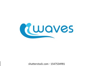 typography word of Waves, waves logo template, waves icon