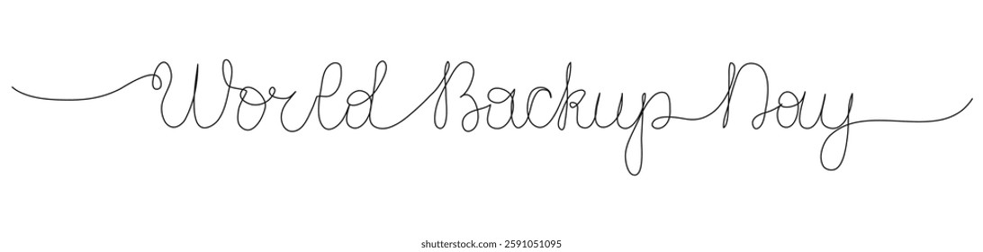 Typography for World Backup Day. Hand drawn Lettering with editable stroke. One continuous line art for banner poster cover card