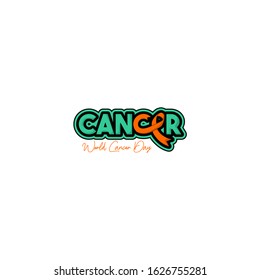 Typography for World Cancer Day on 4 February with ribbon vector design Illustration for template Design