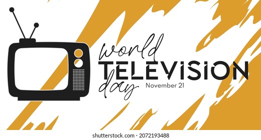 Tipografía para el diseño vectorial del Día Mundial de la Televisión en fondo oscuro.
