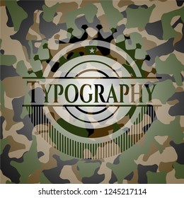 Typography written on a camo texture