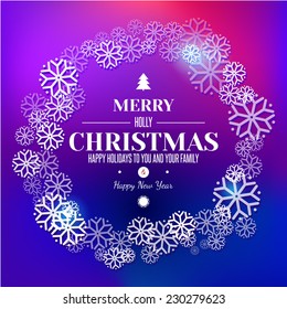 Typography Xmas and new year abstract card design. Merry christmas illustration with snowflakes.