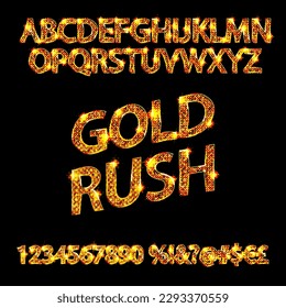 Typography yellow gold bold mockup. Anniversary letters. Vector