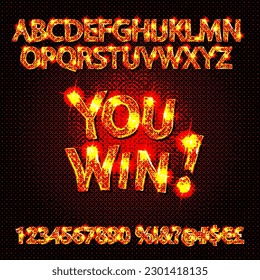 Typografie gelbes Gold fett verstaucht. Jubiläumsbriefe. Vektorgrafik