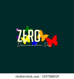 Typography for Zero Discrimination Day on 1 March vector Illustration with butterfly design