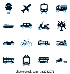 Typse of transport symbol for web icons
