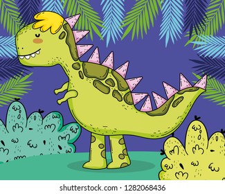 tyrannosarus prehistoric dino animal with plants