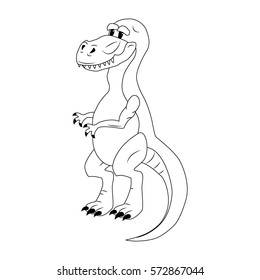 Tyrannosaur. Cartoon dinosaurs. The contour drawing. Vector illustration.