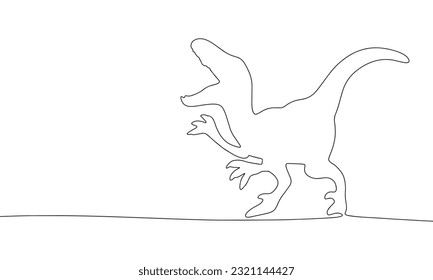 Tyrannosaur continuous line drawing art. Abstract simple dinosaur. One line continuous outline isolated vector illustration.