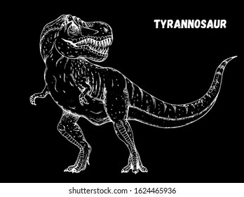 Tyrannosaur dinosaur hand drawn sketch. Vector illustration. Carnivorous dinosaur