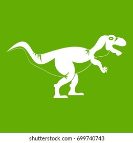 Tyrannosaur dinosaur icon white isolated on green background. Vector illustration
