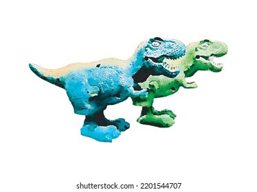 tyrannosaur dinosaur toy Watercolor.  Hand painted dinosaurs Predator animal of the prehistoric period. isolated on white background vector Illustration. Template. Hand drawing. Clipart. Close-up