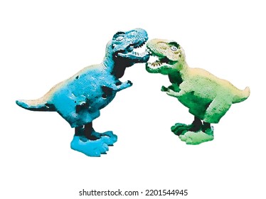 tyrannosaur dinosaur toy Watercolor.  Hand painted dinosaurs Predator animal of the prehistoric period. isolated on white background vector Illustration. Template. Hand drawing. Clipart. Close-up